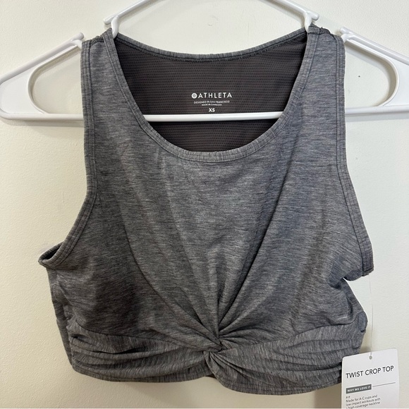 Athleta Tops - Athleta Twist Crop Top Size XS In Heather Gray New NWT